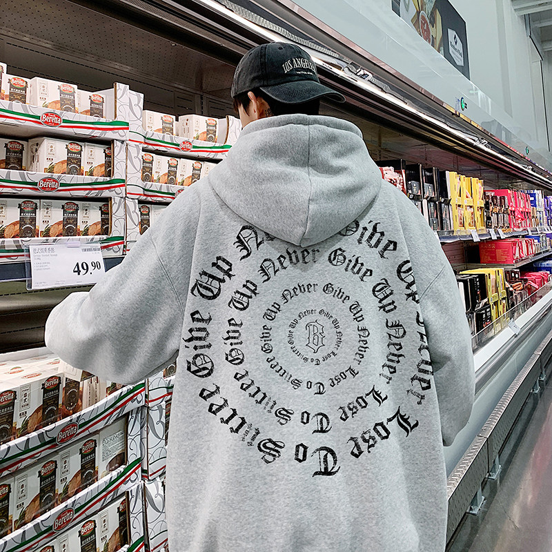 抖音供货秋冬加绒加厚连帽宽松长袖卫衣XZ203-W72-P65,男装卫衣,星座203