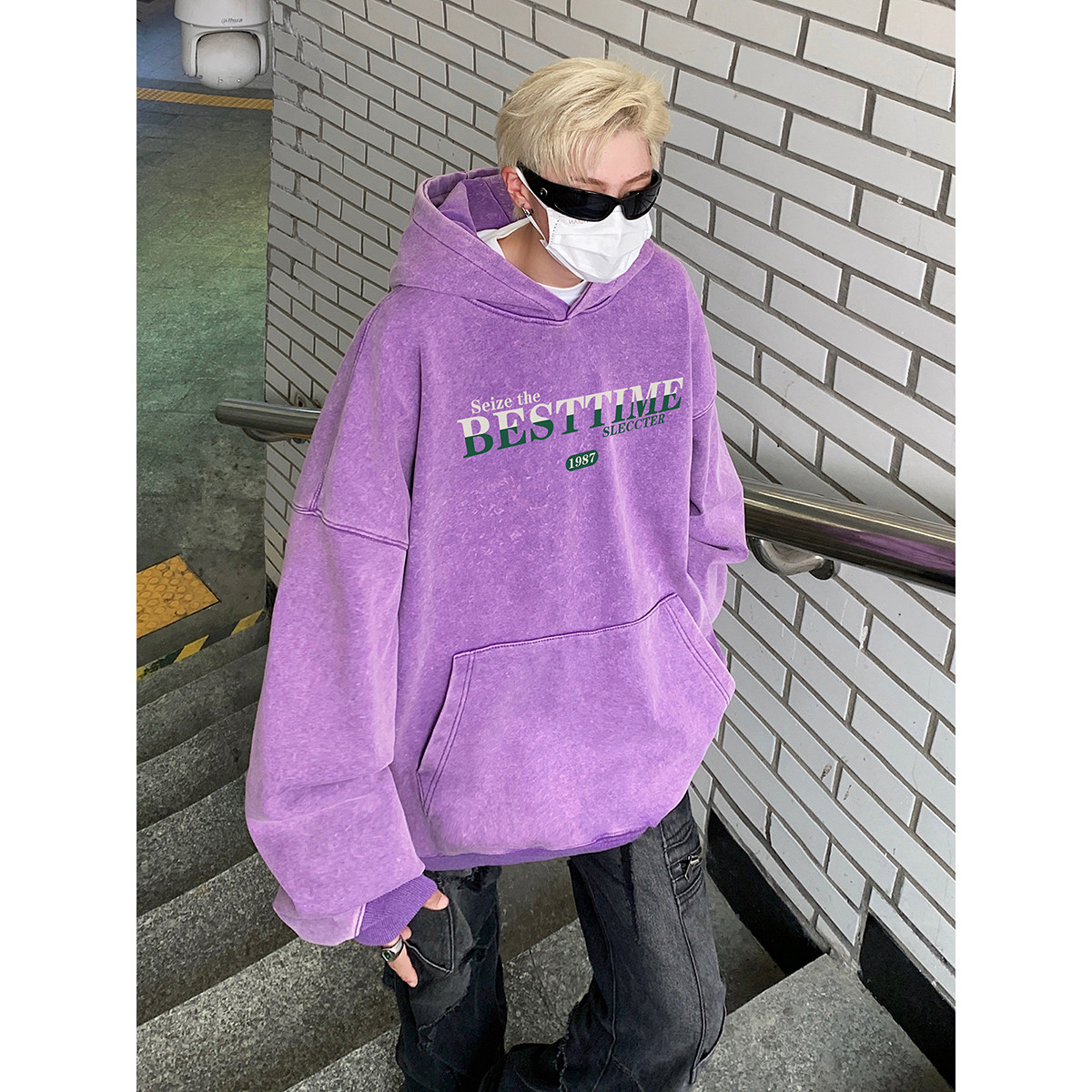 直播品质!秋冬重磅水洗做旧连帽卫衣XZ203-W611-P68,男装卫衣,星座203