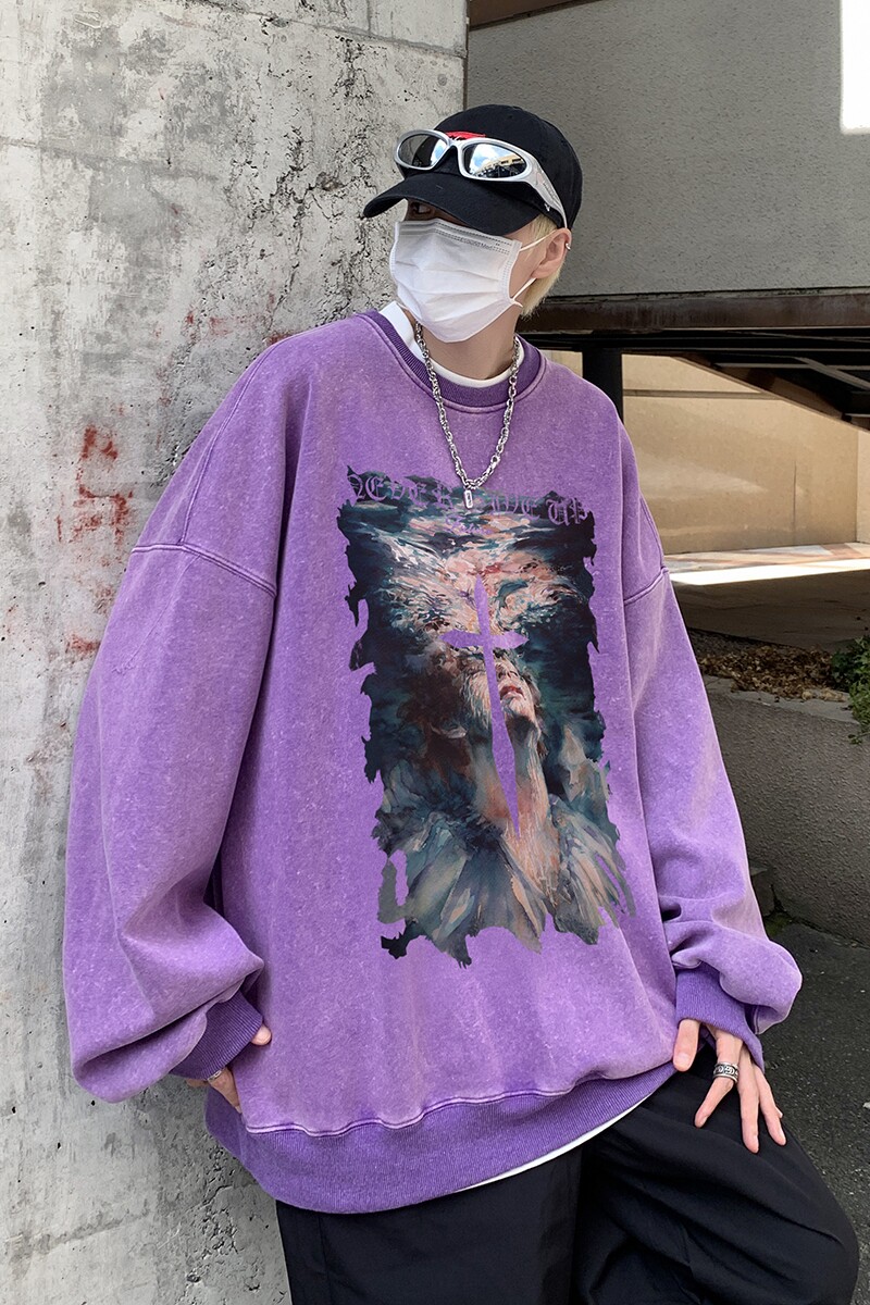 直播品质!秋冬重磅水洗做旧圆领卫衣XZ203-SW637-P58,男装卫衣,星座203