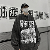 直播品质！秋装新品水洗做旧宽松印花长袖T恤XZ203-CT221-P55，男装T恤，星座203