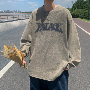 XZ203-CT21-P55  23春季水洗做旧全棉长袖T恤  货足！控78图片