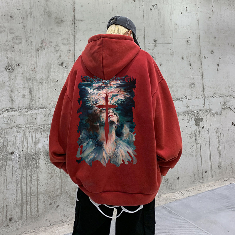 水洗做旧连帽卫衣XZ203-W96-P68,男装卫衣,星座203