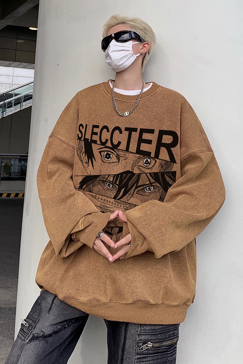 直播品质!秋冬重磅水洗做旧圆领卫衣XZ203-W610-P58.,男装卫衣,星座203