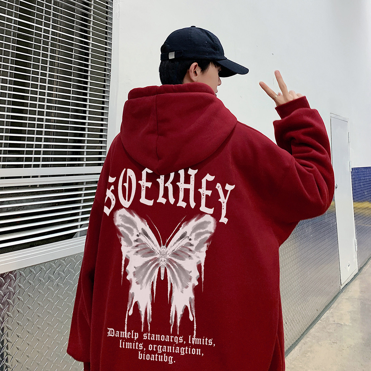 直播品质！重磅新品连帽宽松套头卫衣.XZ203-W601-P55加绒P65,男装卫衣,星座203