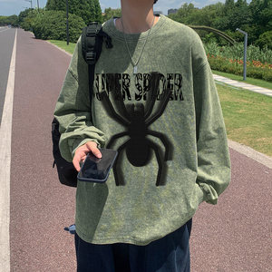 直播品质！秋装新品水洗做旧宽松印花长袖T恤 XZ203-CT228-P55..图片