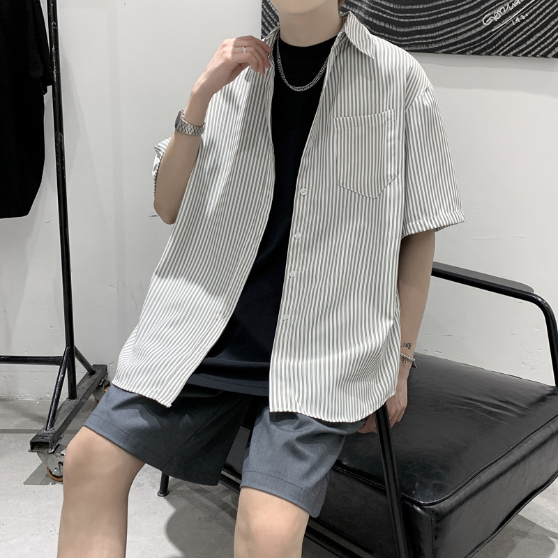 XZ203-CS06-P38  23夏新品条纹衬衫短袖图片