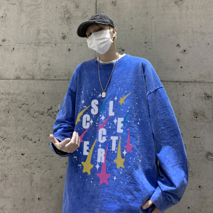 直播品质！秋装新品水洗做旧宽松印花长袖T恤 XZ203-CT645-P55.图片
