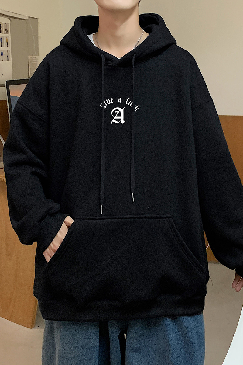 秋冬加绒加厚连帽印花宽松长袖卫衣65棉XZ203-W85-P60,男装卫衣,星座203