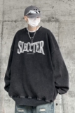 直播品质!秋冬重磅水洗做旧圆领卫衣XZ203-W612加绒-P65..，男装卫衣，星座203