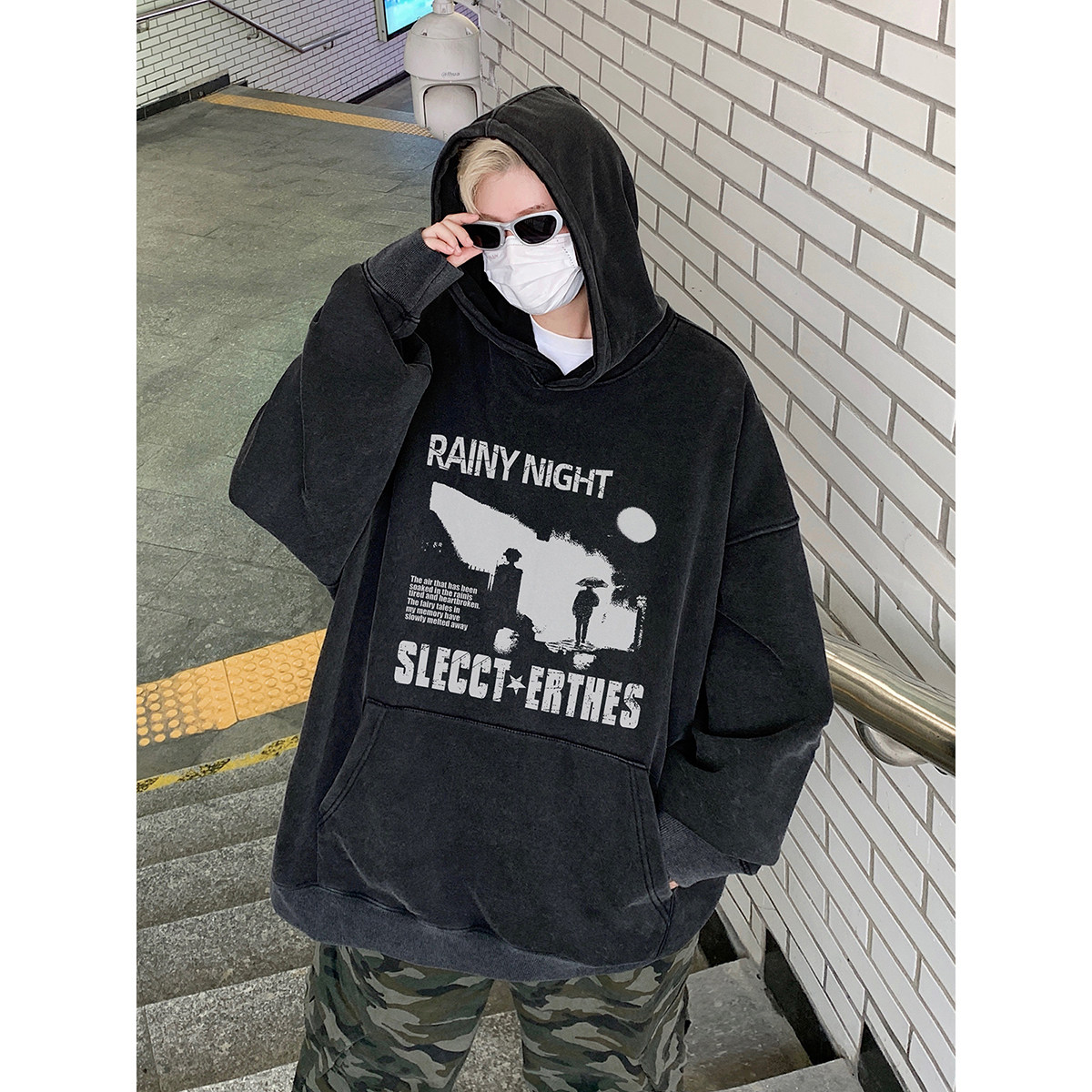 直播品质!23秋冬新品重磅水洗做旧连帽卫衣XZ203-W617-P68.,男装卫衣,星座203