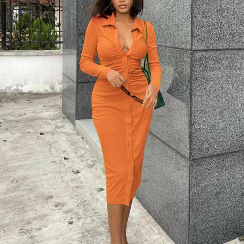 style commuter elegant color solid skirt one-step pleated