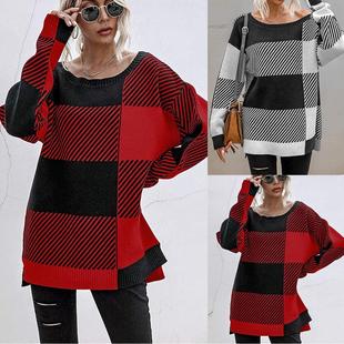 contrast fine yarn plaid color womens Fashionable cotton