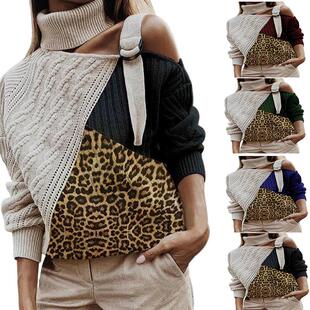 Women Leopard Sweater Fashion Womens Print Knitted