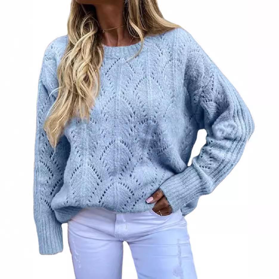 classic female hollow vintage spring knitwear neck sweate