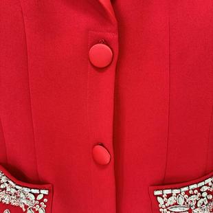 heavy dress suit collar diamond red Fashion fishtail beaded