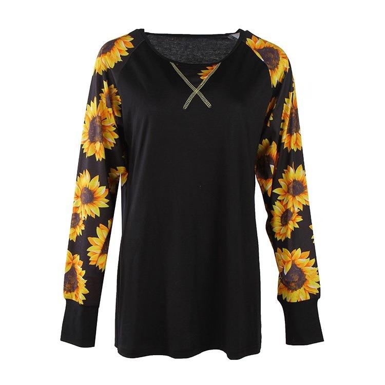 camouflage sunflower sleeves leopard sleeves top T-shirt