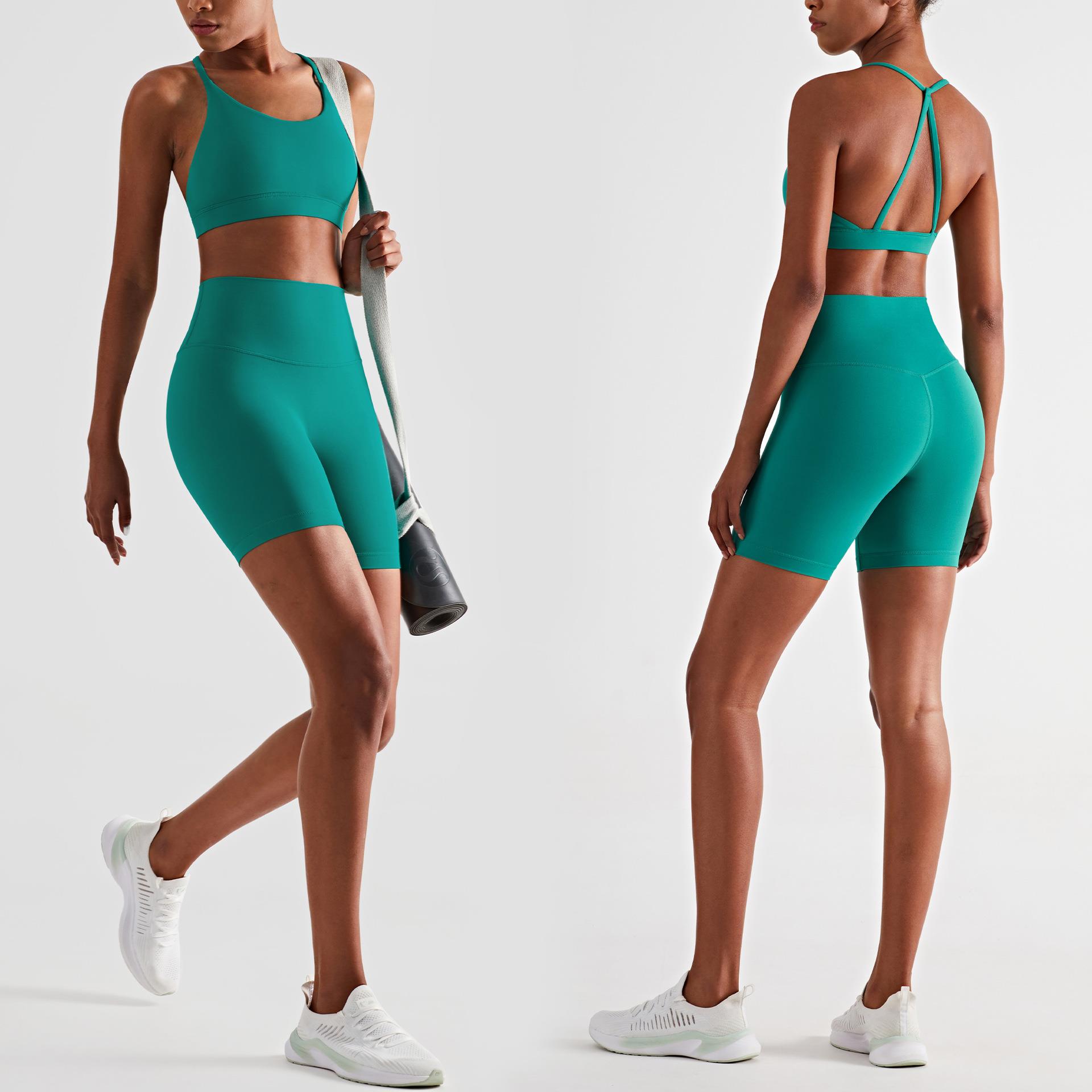 Naked series yoga suit yoga clothes halter neck bra no