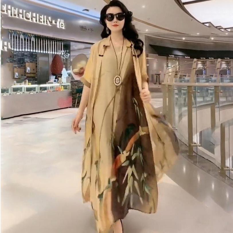 large suit piece silk blended two size dress Imitation