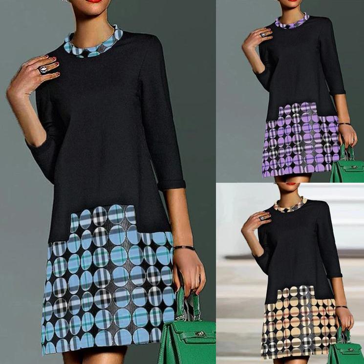 skirt print irregular waist elastic + tops pullover sweater
