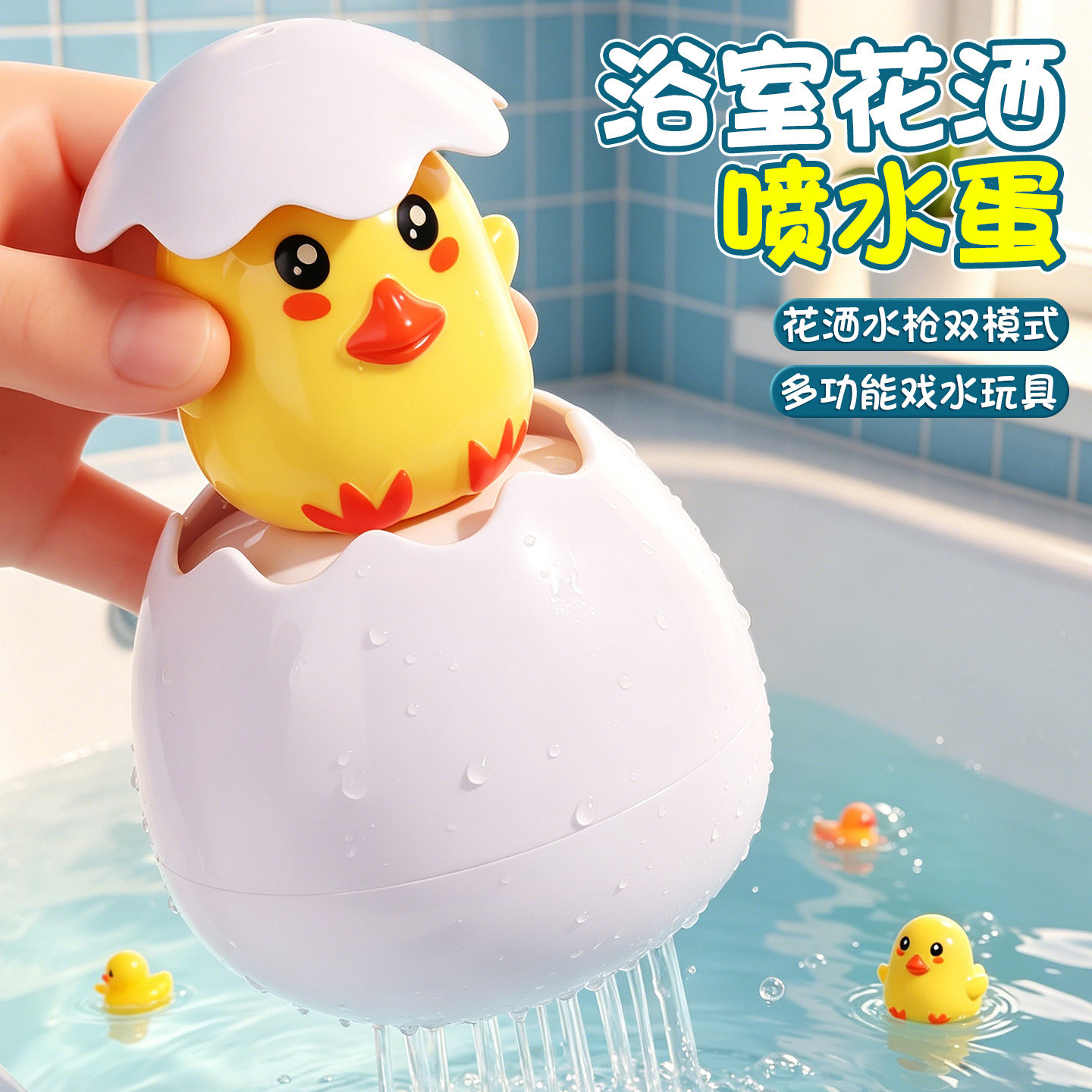 小黄鸭喷水花洒蛋婴儿洗澡玩具