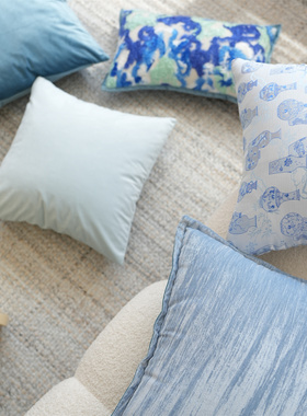 The7thHug青花瓷 新中式蓝色系列复古抱枕高级靠枕套沙发客厅靠垫