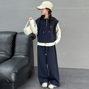 女童套装春秋款2025新款儿童洋气时髦卫衣中大童装女孩秋季三件套