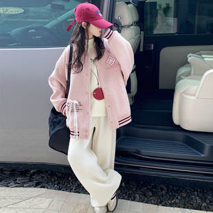 女童外套儿童秋冬装2025新款时髦夹棉粉色上衣大童炸街薄款夹克潮