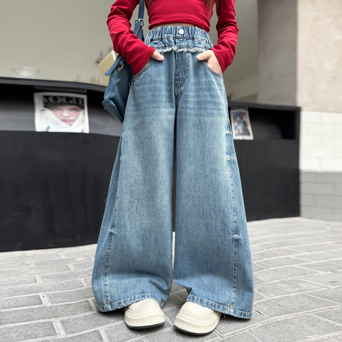 女童裤子春秋款2026新款洋气童装小女孩春装阔腿裤儿童直筒牛仔裤,童装/婴儿装/亲子装,裤子,淘宝优惠券,粉丝福利购,淘宝优惠卷