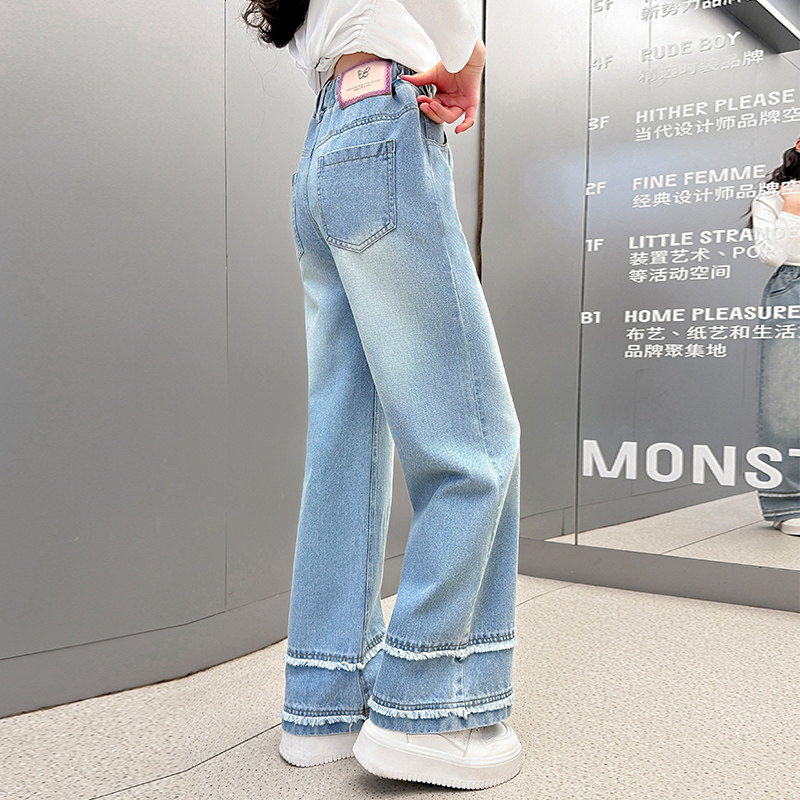 女童裤子春秋款2026新款洋气童装小女孩春装阔腿裤儿童直筒牛仔裤,童装/婴儿装/亲子装,裤子,淘宝优惠券,粉丝福利购,淘宝优惠卷