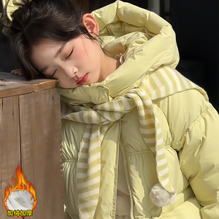 女童超好看棉服外套冬装2025新款女大童韩系加绒加厚羽绒棉衣棉袄