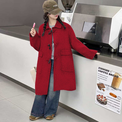 女童大衣毛呢外套秋冬2025新款冬季双面防羊绒大童中长款呢子冬装