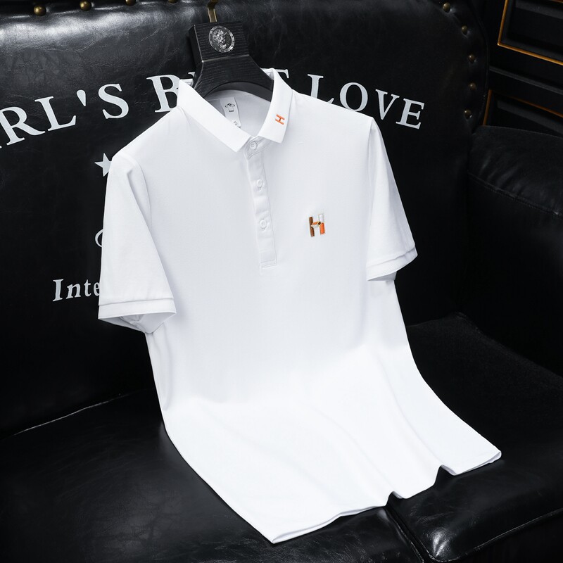 欧货高品质丝光棉2023夏季新款男士短袖POLO衫 858-P75 白 沙发图片