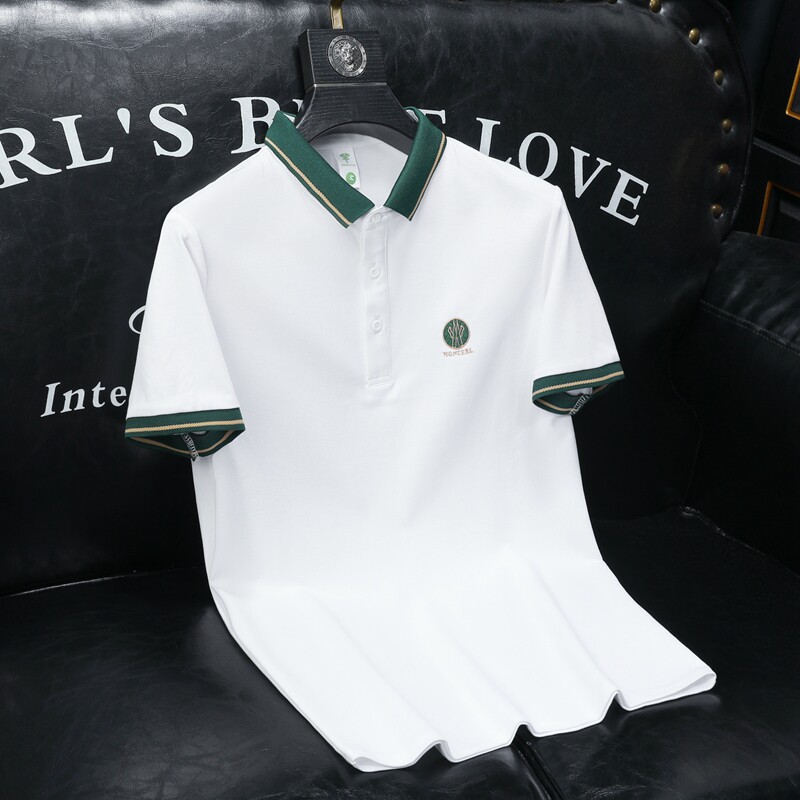 欧货高品质珠地棉2023夏季新款男士短袖POLO衫7852-P75黑沙发,男装Polo衫,钱塘6009(原3017)