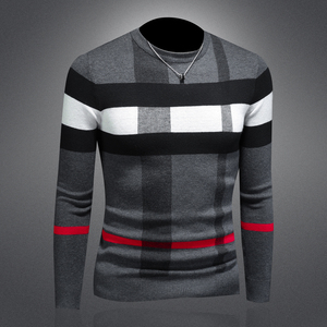 QT6009-98209-P115 秋冬加厚套头毛衣男修身百搭弹力针织衫 镂空图片