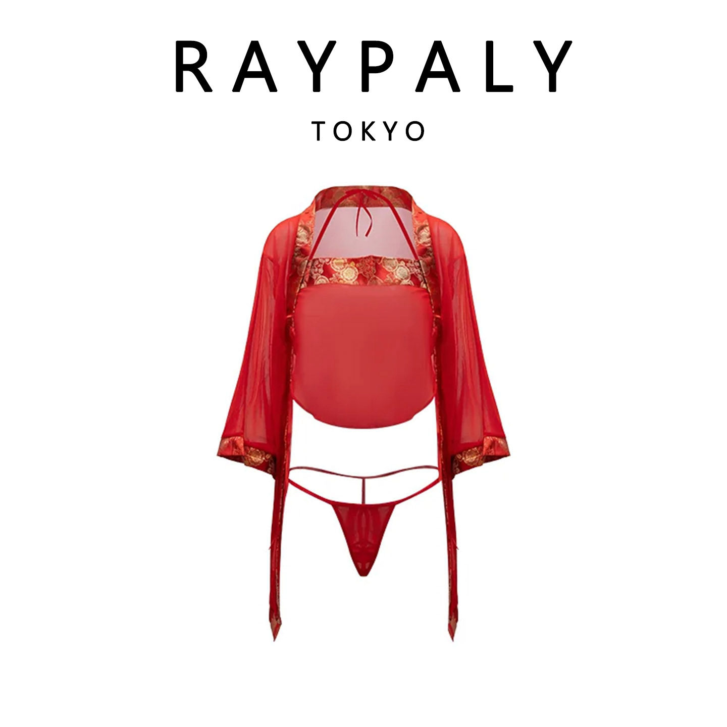 日本RAYPALY古典古风汉服透视套装广袖开衫挂脖抹胸性感内衣女装