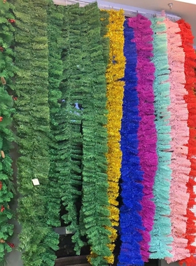 橙色圣诞藤条装饰毛条挂饰金红蓝绿紫粉白银色圣诞树枝