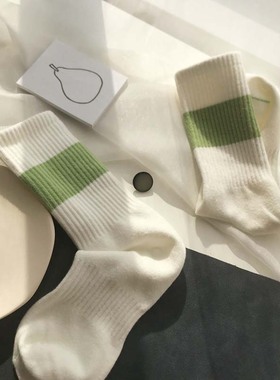 进店bi入!复古原宿风 高纯度撞色棉袜 白色潮牌袜子纯棉情侣袜女