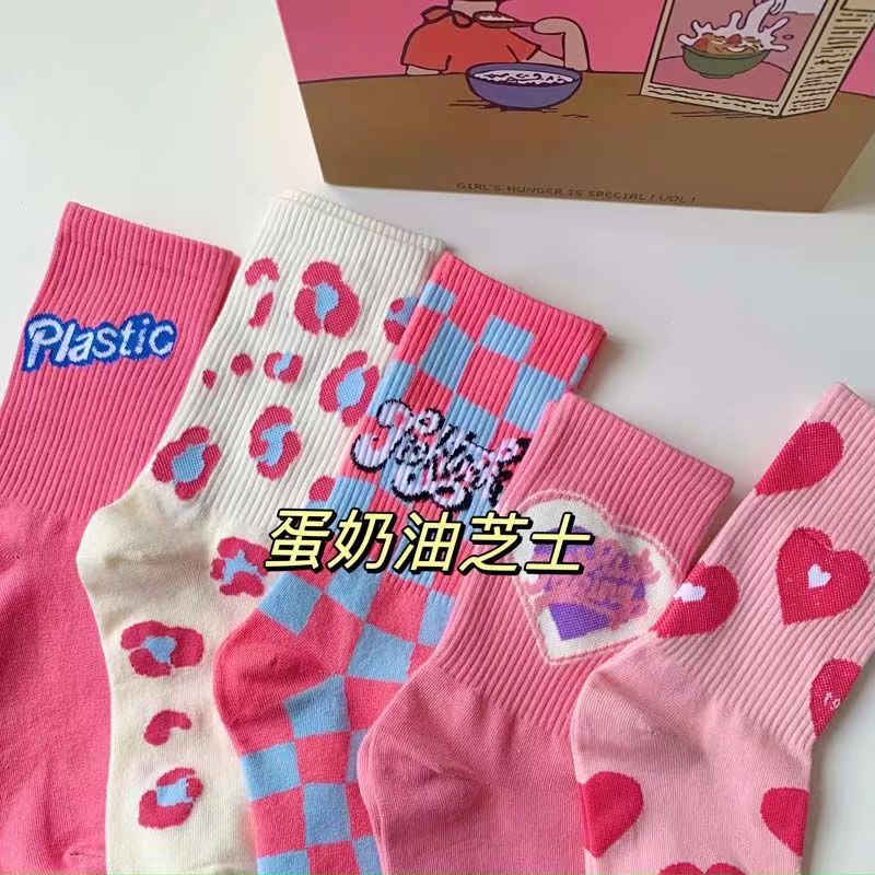 美式复古袜子女韩版春夏长筒棉