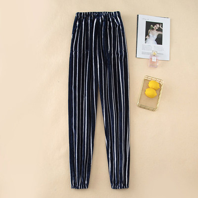 婆婆冬季加厚女款睡裤小脚中老年保暖法兰绒束口家居裤妈妈裤外穿