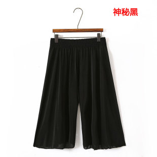 裙子透气夏装 子奶奶外穿阔腿裤 裙女夏老太太松紧腰裤 老人宽松短裤