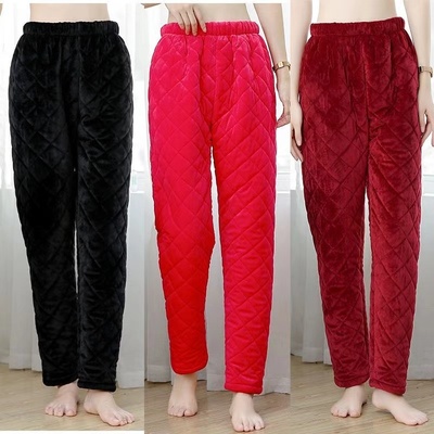 24新款冬季老太太睡裤女三层加厚