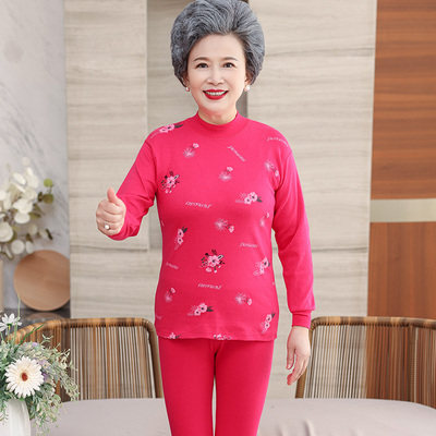 老太太休闲运动保暖内衣女装老人全棉秋衣裤7080岁奶奶睡衣纯棉质