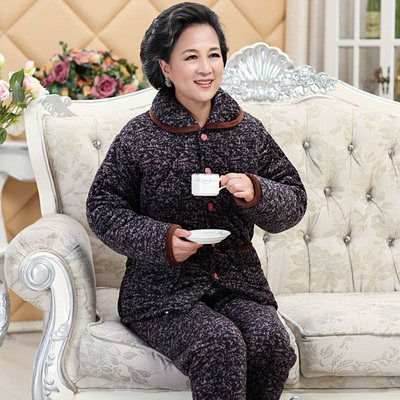 妈妈睡衣女东北棉袄婆婆肥胖特大码200斤棉衣老年女装加厚法兰绒