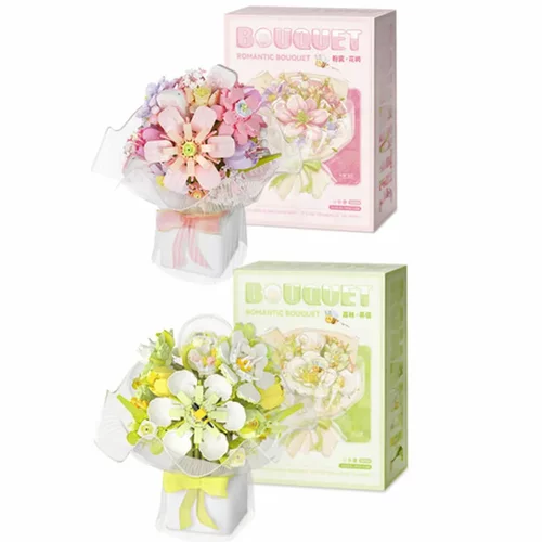 节日组装女孩模型玩具积木拼搭森林摆件花束礼品唯乐来信2152-53