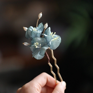 古风花朵小u簪子汉服唐风配饰点缀花钗配饰复古宋制发饰旗袍盘发