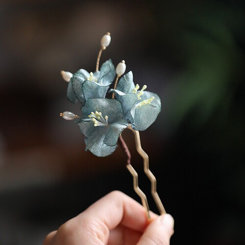 古风花朵小u簪子汉服唐风配饰点缀花钗配饰复古宋制发饰旗袍盘发