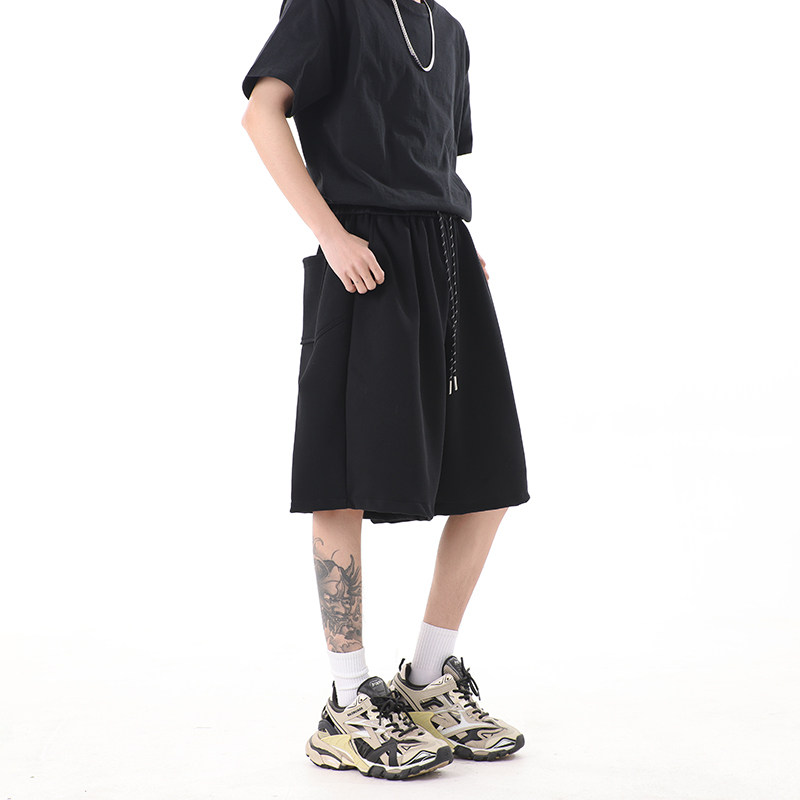 夏季新高品质港风宽松直筒休闲短裤运动五分裤1401-DK86-P35现货,男装牛仔裤,星座1401
