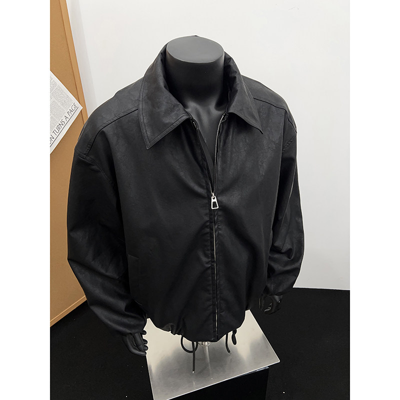 春季翻领皮夹克情侣休闲时尚炸街宽松潮流百搭男1401-JK2503-P80，男装夹克，星座1401