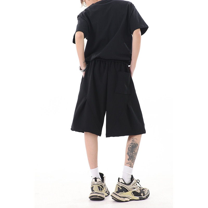 夏季新高品质港风宽松直筒休闲短裤运动五分裤1401-DK86-P35现货，男装牛仔裤，星座1401