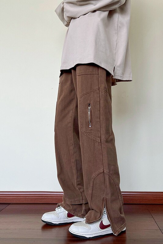 秋冬新款青少年工装拖地裤休闲潮牌直筒高街裤1401-K054-P50控78,男装工装外套,星座1401